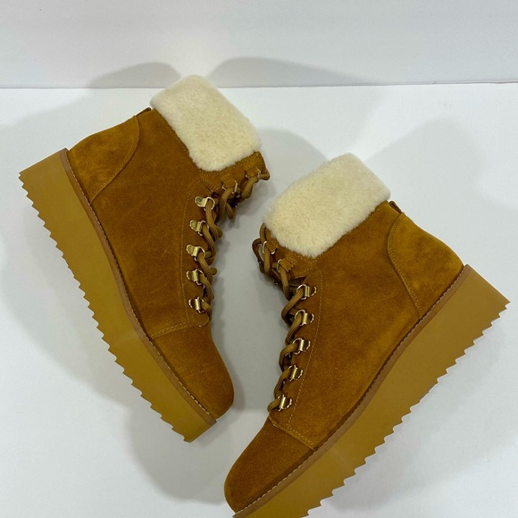 New Sam Edelman Franc Wedge Shearling Booties - Picture 9 of 11